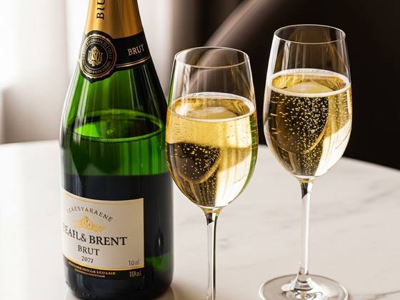 Champagne brut et deux coupes
